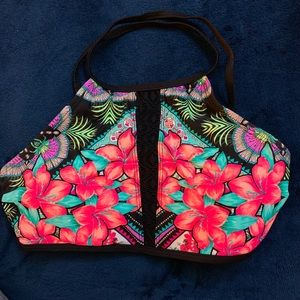 Floral/Hawiian Print Cross Back Bikini Top